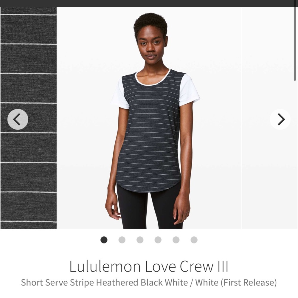 Lululemon Love Crew III Short Serve Stripe Heathered Black White / White